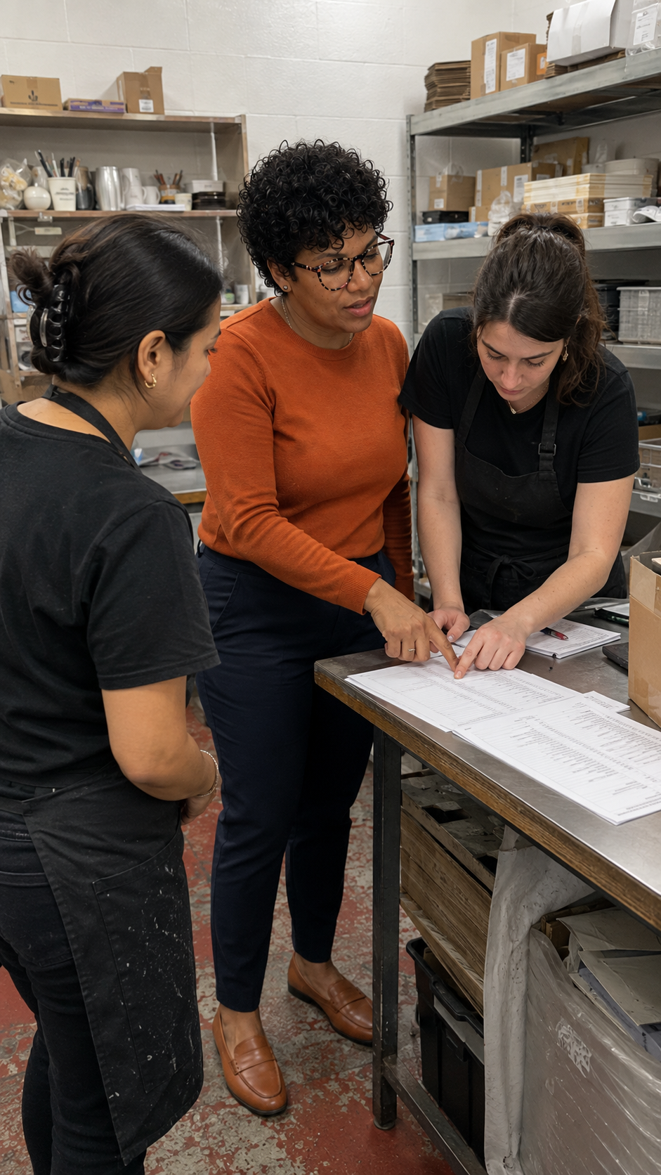 Bianca working through details with a team